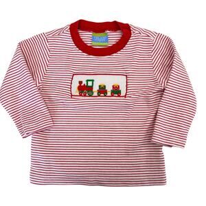 Velani Classics Vintage Boys TShirt Size 2 Stripe Train Long Sleeve Red